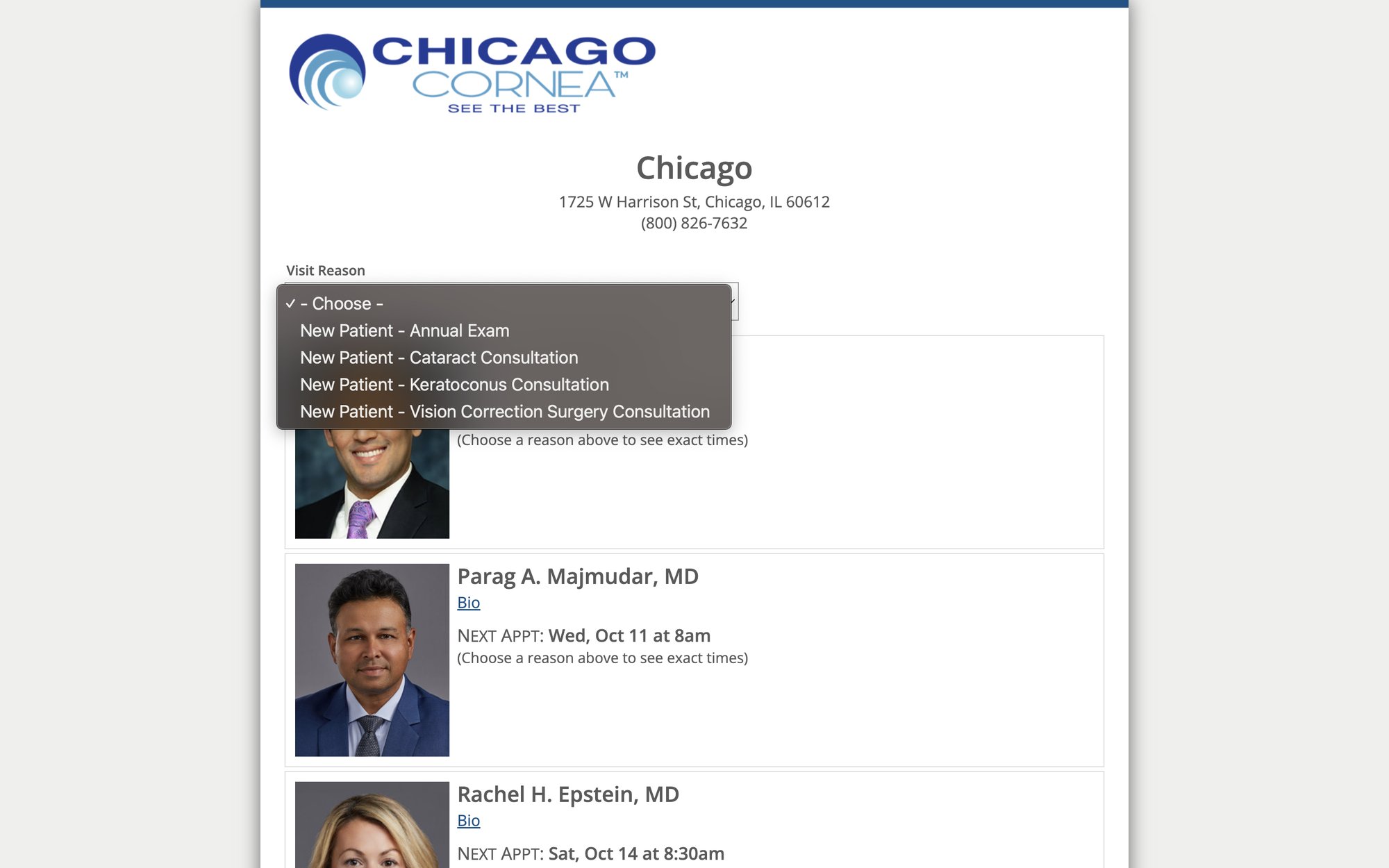 New patients book by visit reason