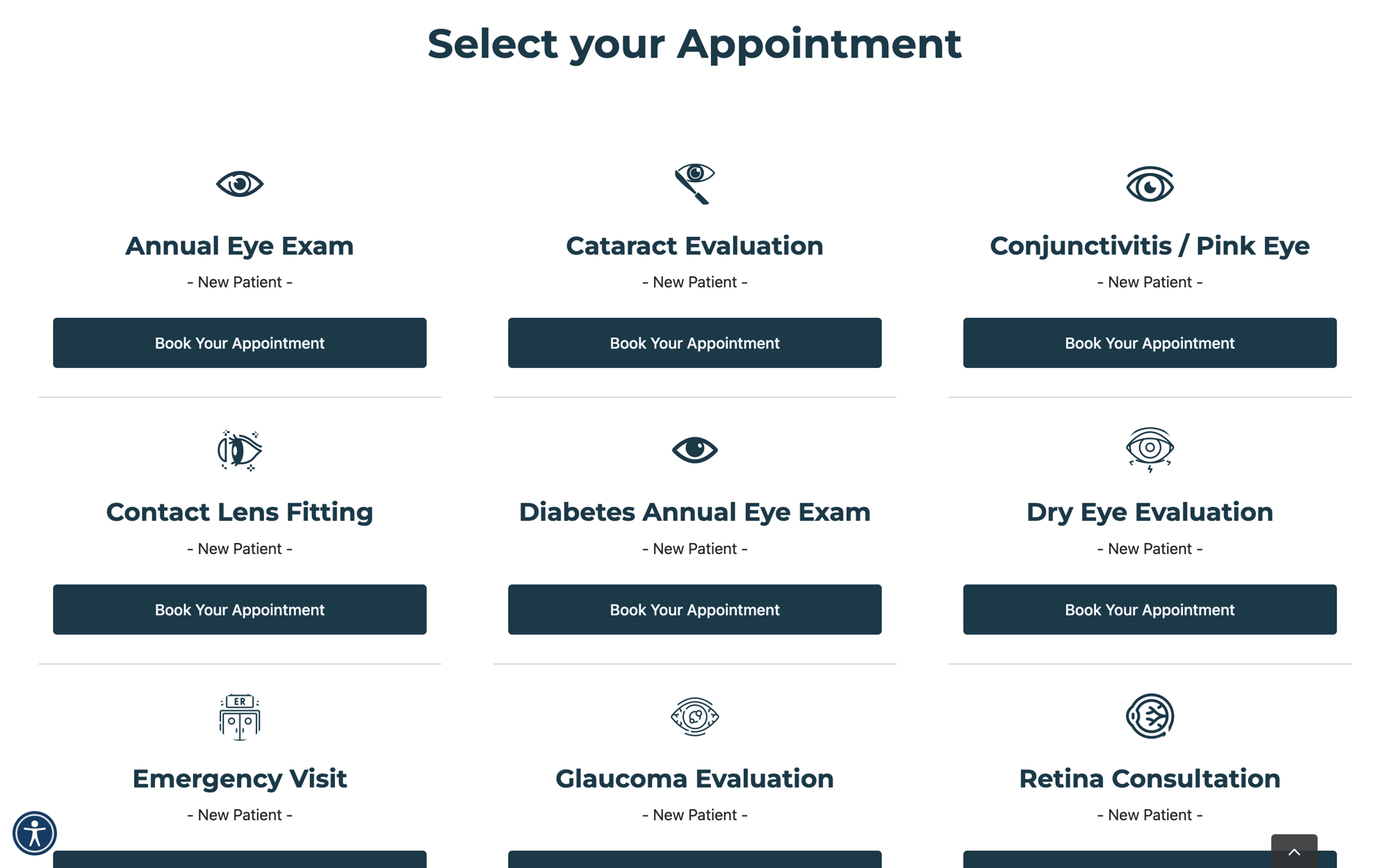 Patients book an appointment by visit reason