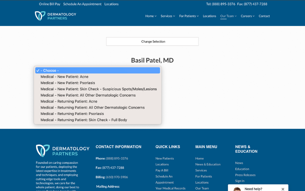 Book by appointment type for a specific provider