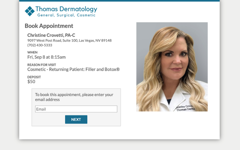 Thomas Dermatology - Confirm Real-time availability with ModMed
